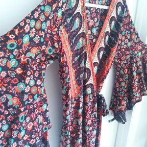 Boho Kimono Wrap Dress - Medium - NEW